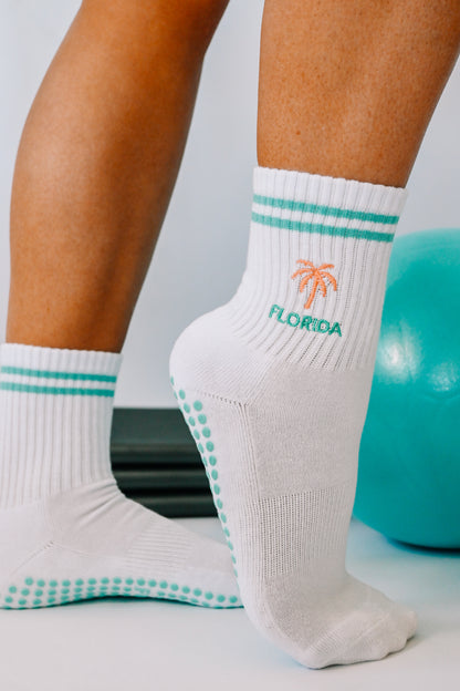 Florida Palm Crew Grip Sock